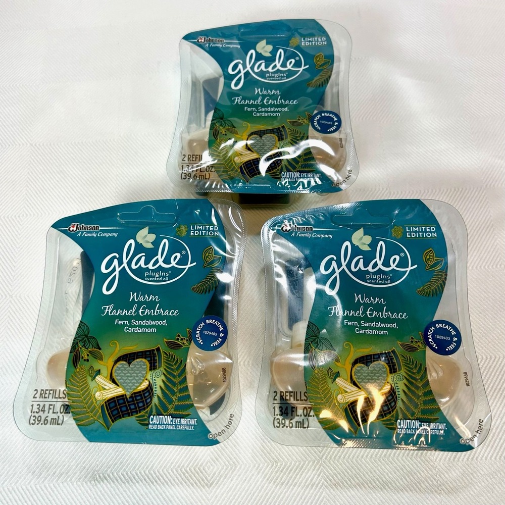 Glade Plug Ins Scented Oil WARM FLANNEL EMBRACE Discontinued 2 Pack X 3 -6 total